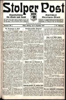 Stolper Post. Tageszeitung f&uuml;r Stadt und Land Nr. 288/1927