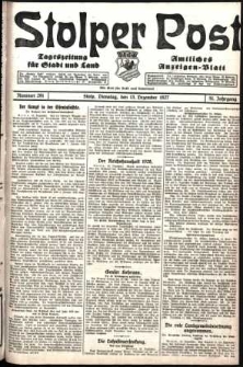 Stolper Post. Tageszeitung für Stadt und Land Nr. 291/1927