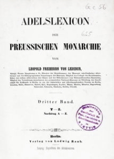 Adelslexicon der Preussischen Monarchie. T. 3 (T-Z)