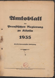 Amtsblatt der Preuβischen Regierung zu Köslin 1935