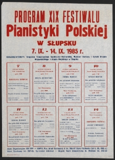 [Afisz] : XIX Festiwal Pianistyki Polskiej w Słupsku