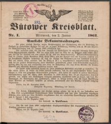 B&uuml;tower Kreisblatt 1861