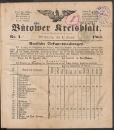B&uuml;tower Kreisblatt 1865