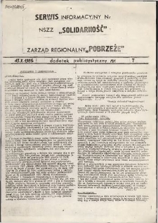 Serwis Informacyjny Zarządu Regionu "Pobrzeże" : dodatek publicystyczny, nr 7