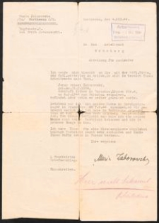[Pismo Marii Zaborowskiej do Abteilung f&uuml;r Ausl&auml;nder]