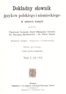 Dokładny słownik język&oacute;w polskiego i niemieckiego w czterech tomach = Vollst&auml;ndiges Handw&ouml;rterbuch der deutschen und polnischen Sprache in vier B&auml;nden