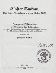 Kloster Buckow. Von seiner Gr&uuml;ndung bis zum Jahre 1325