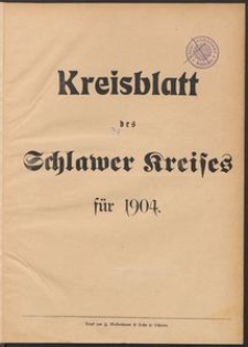 Kreisblatt des Schlawer Kreises 1904