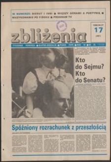 Zbliżenia : tygodnik społeczno-polityczny, 1989, nr 17