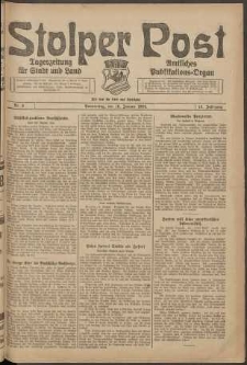 Stolper Post. Tageszeitung f&uuml;r Stadt und Land Nr. 8/1924