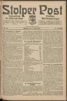 Stolper Post. Tageszeitung f&uuml;r Stadt und Land Nr. 85/1924