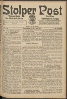 Stolper Post. Tageszeitung f&uuml;r Stadt und Land Nr. 142/1924