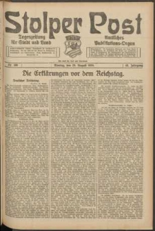 Stolper Post. Tageszeitung f&uuml;r Stadt und Land Nr. 199/1924