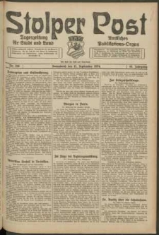 Stolper Post. Tageszeitung f&uuml;r Stadt und Land Nr. 216/1924