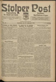 Stolper Post. Tageszeitung f&uuml;r Stadt und Land Nr. 222/1924