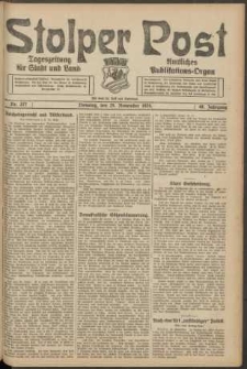 Stolper Post. Tageszeitung f&uuml;r Stadt und Land Nr. 277/1924
