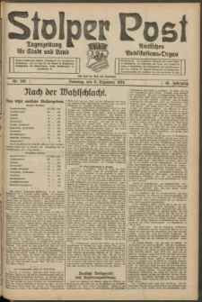Stolper Post. Tageszeitung f&uuml;r Stadt und Land Nr. 289/1924