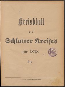 Kreisblatt des Schlawer Kreises 1898