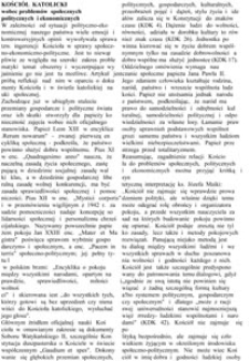 Kości&oacute;ł katolicki wobec problem&oacute;w społecznych, politycznych i ekonomicznych
