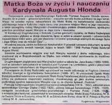 Matka Boża w nauczaniu kardynała Augusta Hlonda [1]
