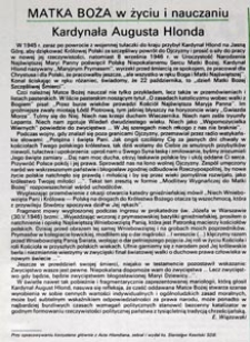Matka Boża w nauczaniu kardynała Augusta Hlonda [2]
