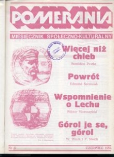 Pomerania : miesięcznik społeczno-kulturalny, 1984, nr 6