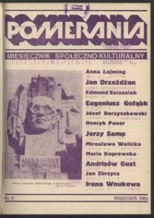 Pomerania : miesięcznik społeczno-kulturalny, 1984, nr 9