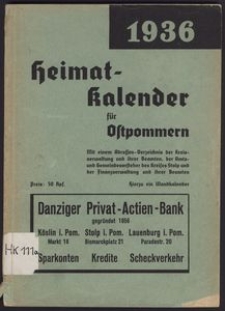 Heimatkalender für Ostpommern auf das Jahr 1936