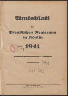 Amtsblatt der Preuβischen Regierung zu Köslin 1941
