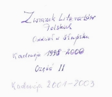 Związek Literat&oacute;w Polskich. Zarząd Oddziału Słupsk, T 2, [Kronika]