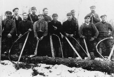 Miejscowi chłopi (Kaszubi) z Bindugi i Nierostowa przy wyrębie lasu