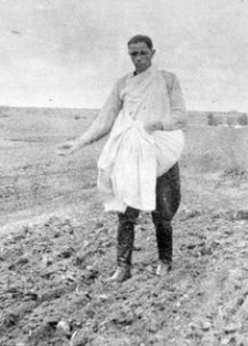 Antoni Sikorski while sowing wheat