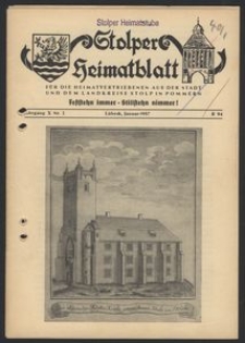 Stolper Heimatblatt für die Heimatvertriebenen aus der Stadt und dem Landkreise Stolp in Pommern Nr. 1/1957