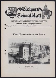 Stolper Heimatblatt für die Heimatvertriebenen aus der Stadt und dem Landkreise Stolp in Pommern Nr. 9/1957