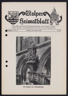 Stolper Heimatblatt für die Heimatvertriebenen aus der Stadt und dem Landkreise Stolp in Pommern Nr. 11/1957