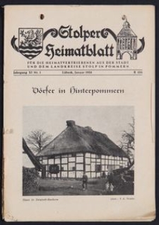 Stolper Heimatblatt für die Heimatvertriebenen aus der Stadt und dem Landkreise Stolp in Pommern Nr. 1/1958