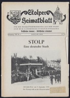 Stolper Heimatblatt für die Heimatvertriebenen aus der Stadt und dem Landkreise Stolp in Pommern Nr. 1/1955
