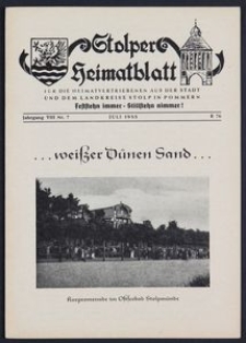 Stolper Heimatblatt für die Heimatvertriebenen aus der Stadt und dem Landkreise Stolp in Pommern Nr. 7/1955