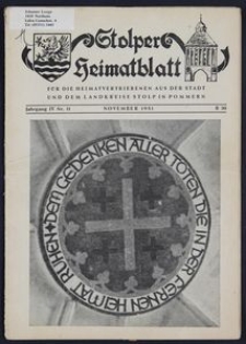 Stolper Heimatblatt für die Heimatvertriebenen aus der Stadt und dem Landkreise Stolp in Pommern Nr. 11/1951