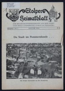 Stolper Heimatblatt für die Heimatvertriebenen aus der Stadt und dem Landkreise Stolp in Pommern Nr. 1/1953