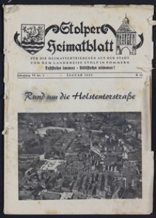 Stolper Heimatblatt für die Heimatvertriebenen aus der Stadt und dem Landkreise Stolp in Pommern Nr. 1/1953