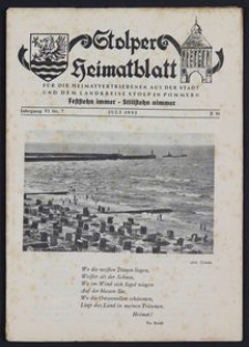Stolper Heimatblatt für die Heimatvertriebenen aus der Stadt und dem Landkreise Stolp in Pommern Nr. 7/1953