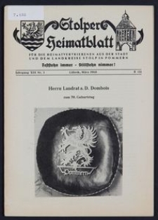 Stolper Heimatblatt für die Heimatvertriebenen aus der Stadt und dem Landkreise Stolp in Pommern Nr. 3/1960
