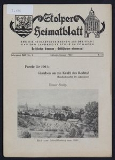 Stolper Heimatblatt für die Heimatvertriebenen aus der Stadt und dem Landkreise Stolp in Pommern Nr. 1/1961