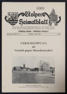 Stolper Heimatblatt für die Heimatvertriebenen aus der Stadt und dem Landkreise Stolp in Pommern Nr. 4/1965
