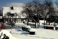 Residential building in Krzemienica in winter
