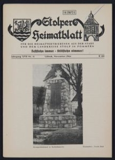 Stolper Heimatblatt für die Heimatvertriebenen aus der Stadt und dem Landkreise Stolp in Pommern Nr. 11/1964