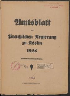 Amtsblatt der Königlichen Regierung zu Köslin 1928