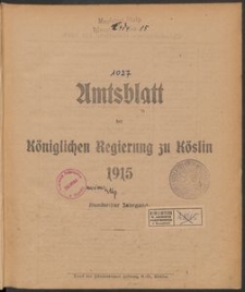 Amtsblatt der K&ouml;niglichen Regierung zu K&ouml;slin 1915