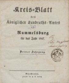 Kreisblatt des Königlichen Landraths-Amtes Rummelsburg für das Jahr 1847